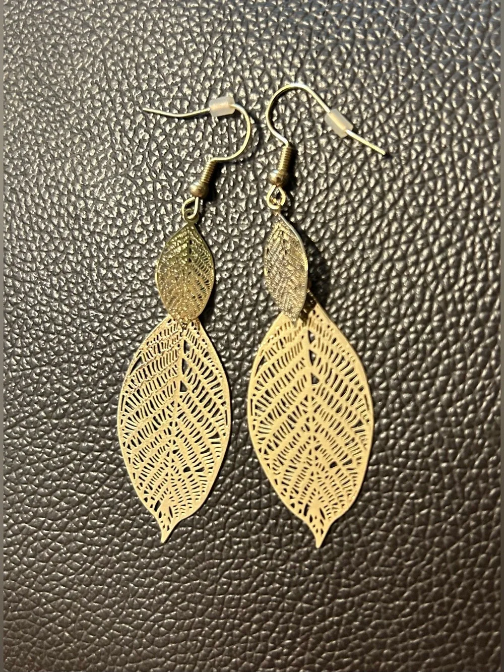 NWOT. Nicole Miller Gold Leaf Earrings. - Picture 3 of 5